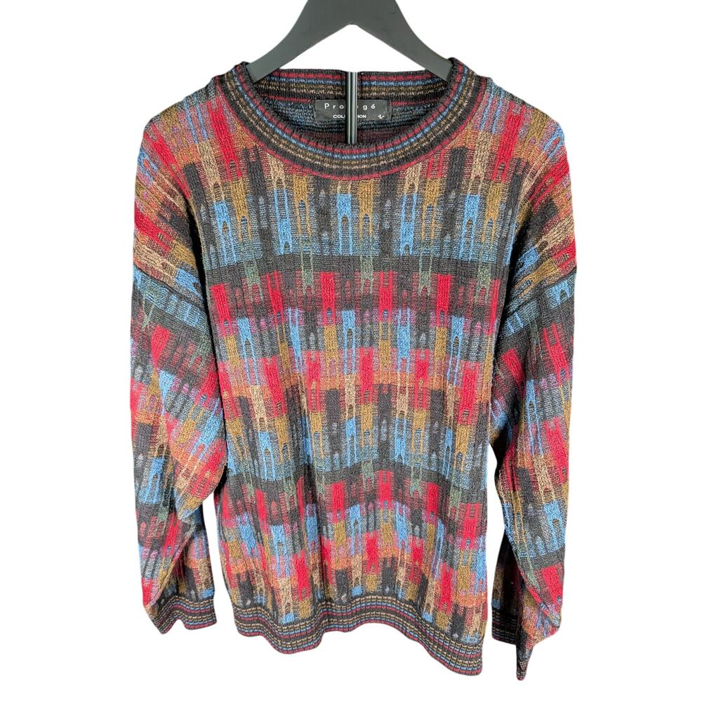 Protegé Abstract Knit Sweater Multicolor Women's L Vintage
